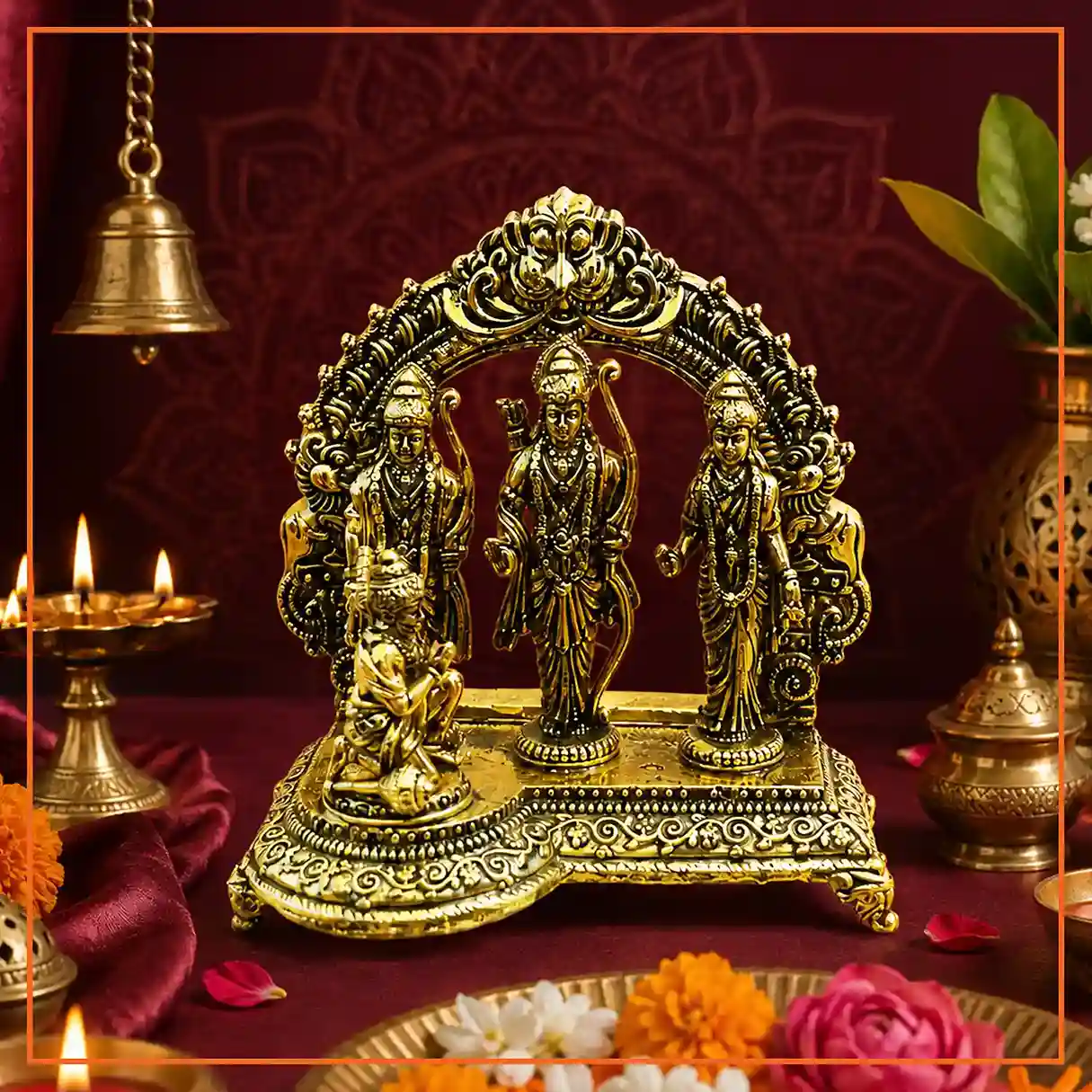 Lord Rama with Sita, Lakshman and Hanuman Ji Idol | 7 cm